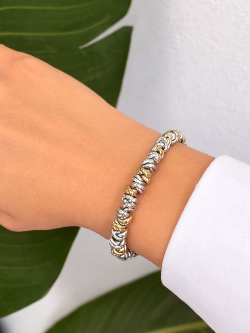 Bracciale Rondelle Big Bicolor Argento